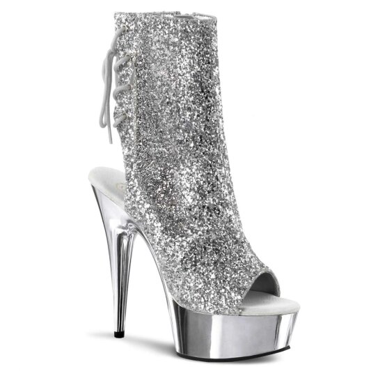 Pleaser Stiefelette DELIGHT-1018G Silber Glitter Chrom EU-35 / US-5