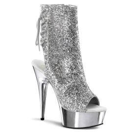 Pleaser Stiefelette DELIGHT-1018G Silber Glitter Chrom EU-35 / US-5