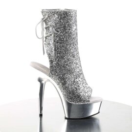Pleaser Stiefelette DELIGHT-1018G Silber Glitter Chrom EU-35 / US-5