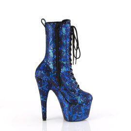 Pleaser ADORE-1040SPF Plateau Stiefeletten Stoff Metallic Snakeprint Blau
