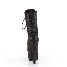 Pleaser ADORE-1040SPF Plateau Stiefeletten Stoff Snakeprint Schwarz