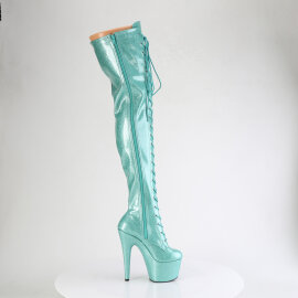 Pleaser ADORE-3020GP Plateau Overknee Stiefel Lack Glitter Türkis