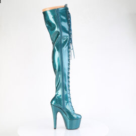 Pleaser ADORE-3020GP Plateau Overknee Stiefel Lack Glitter Grün Blau
