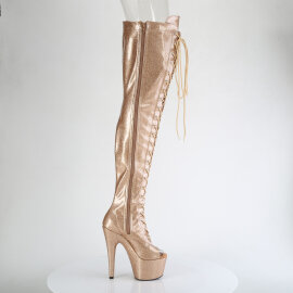 Pleaser ADORE-3021GP Plateau Overknee Stiefel Lack Glitter Gold