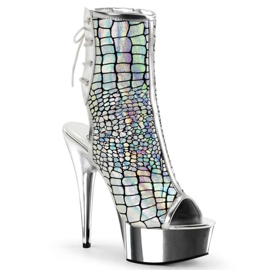Pleaser Stiefelette DELIGHT-1018HG Silber Hologram Chrom EU-35 / US-5