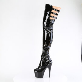 Pleaser ADORE-3055 Plateau Overknee Stiefel Lack Schwarz