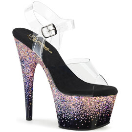 Pleaser ADORE-708SS Plateau Sandaletten Clear Glitter Pink