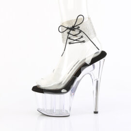 Pleaser ADORE-791-2RS Plateau Sandaletten Clear Strass Schwarz