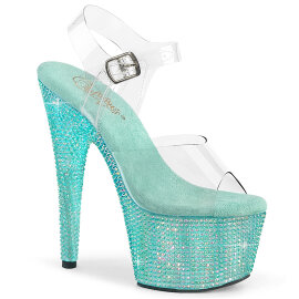 Pleaser BEJEWELED-708RRS Plateau Sandaletten Clear Strass...