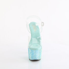 Pleaser BEJEWELED-708RRS Plateau Sandaletten Clear Strass...