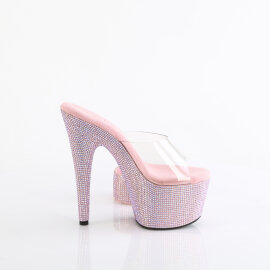 Pleaser BEJEWELED-712RS Plateau Pantoletten Clear Strass Baby Pink