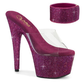 Pleaser BEJEWELED-712RS Plateau Pantoletten Clear Strass...