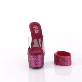 Pleaser BEJEWELED-712RS Plateau Pantoletten Clear Strass...