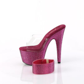Pleaser BEJEWELED-712RS Plateau Pantoletten Clear Strass Pink