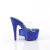 Pleaser BEJEWELED-712RS Plateau Pantoletten Clear Strass Blau