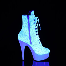 Pleaser DELIGHT-1020LG Plateau Stiefeletten Glitter Neon Weiß