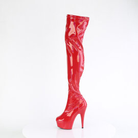 Pleaser DELIGHT-3000HWR Plateau Overknee Stiefel Lack Holograma Rot