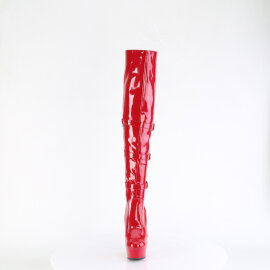 Pleaser DELIGHT-3018 Plateau Overknee Stiefel Lack Rot