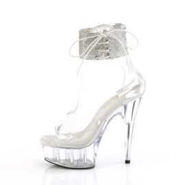 Pleaser DELIGHT-624RS Plateau Sandaletten Clear Strass Transparent Silber
