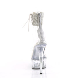 Pleaser DELIGHT-624RS Plateau Sandaletten Clear Strass Transparent Silber