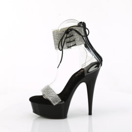 Pleaser DELIGHT-627RS Plateau Sandaletten Clear Strass Schwarz