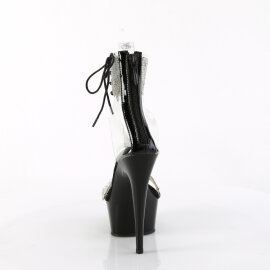 Pleaser DELIGHT-627RS Plateau Sandaletten Clear Strass Schwarz