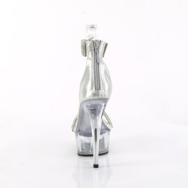 Pleaser DELIGHT-641 Plateau Sandaletten Stoff Clear Silber
