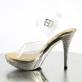 Fabulicious ELEGANT-408 Plateau Sandaletten Chrom Clear Gold