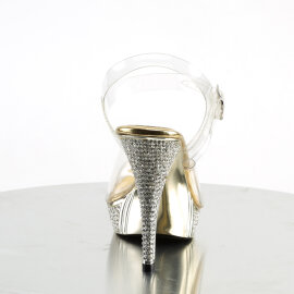 Fabulicious ELEGANT-408 Plateau Sandaletten Chrom Clear Gold