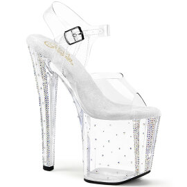 Pleaser ENCHANT-708RS-01 Plateau Sandaletten Clear Strass...