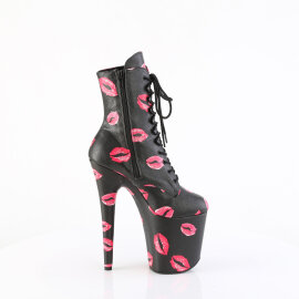 Pleaser FLAMINGO-1020KISSES Plateau Stiefeletten Kunstleder Schwarz