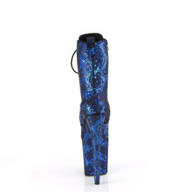 Pleaser FLAMINGO-1040SPF Plateau Stiefeletten Stoff Metallic Snakeprint Blau
