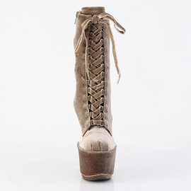 Pleaser FLAMINGO-1045VEL Plateau Stiefeletten Samt Khaki