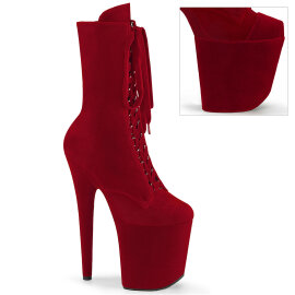 Pleaser FLAMINGO-1045VEL Plateau Stiefeletten Samt Rot