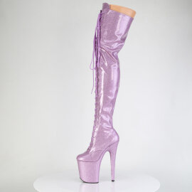 Pleaser FLAMINGO-3020GP Plateau Overknee Stiefel Lack Glitter Lila