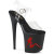 Pleaser FLAMINGO-808TGRS Plateau Sandaletten Clear Strass Schwarz Rot