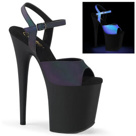 Pleaser FLAMINGO-809REFL Plateau Sandaletten Clear Schwarz