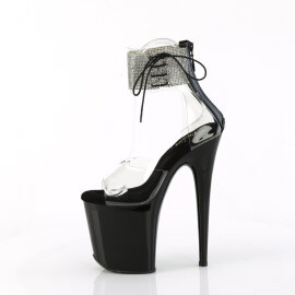 Pleaser FLAMINGO-824RS Plateau Sandaletten Clear Strass Schwarz