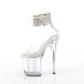 Pleaser FLAMINGO-824RS Plateau Sandaletten Clear Strass Transparent