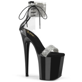 Pleaser FLAMINGO-827RS Plateau Sandaletten Clear Strass...