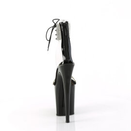 Pleaser FLAMINGO-827RS Plateau Sandaletten Clear Strass Schwarz