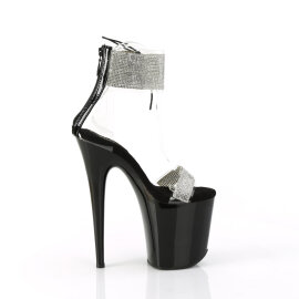 Pleaser FLAMINGO-827RS Plateau Sandaletten Clear Strass Schwarz