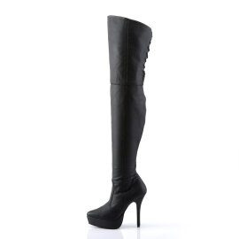 Devious INDULGE-3011 Plateau Overknee Stiefel Kunstleder Schwarz