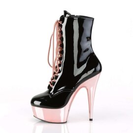 Pleaser Stiefelette DELIGHT-1020 Schwarz Rose-Gold Chrom EU-35 / US-5