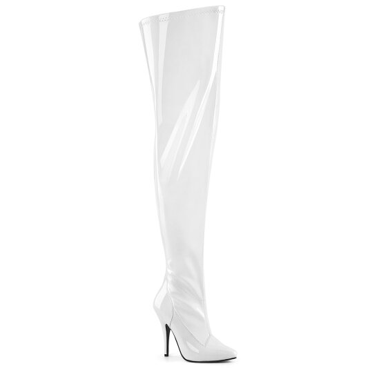 Pleaser SEDUCE-3000WC Overknee Stiefel Lack Weiß