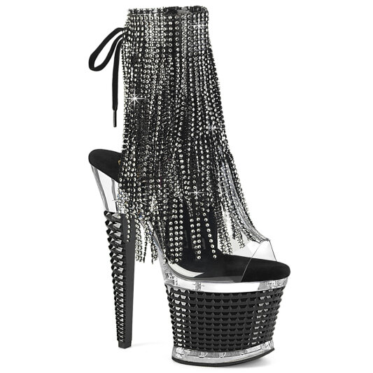 Pleaser SPECTATOR-1017RSF Plateau Sandaletten Clear Strass Schwarz