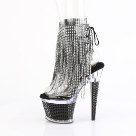 Pleaser SPECTATOR-1017RSF Plateau Sandaletten Clear Strass Schwarz