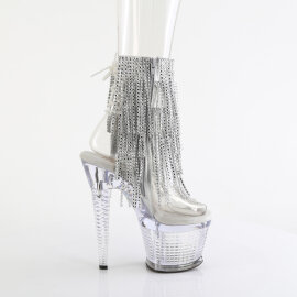 Pleaser SPECTATOR-1017RSF Plateau Sandaletten Clear Strass Silber