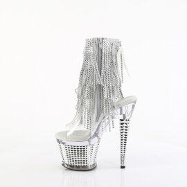 Pleaser SPECTATOR-1017RSF Plateau Sandaletten Chrom Clear Strass Silber