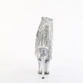 Pleaser SPECTATOR-1017RSF Plateau Sandaletten Chrom Clear Strass Silber
